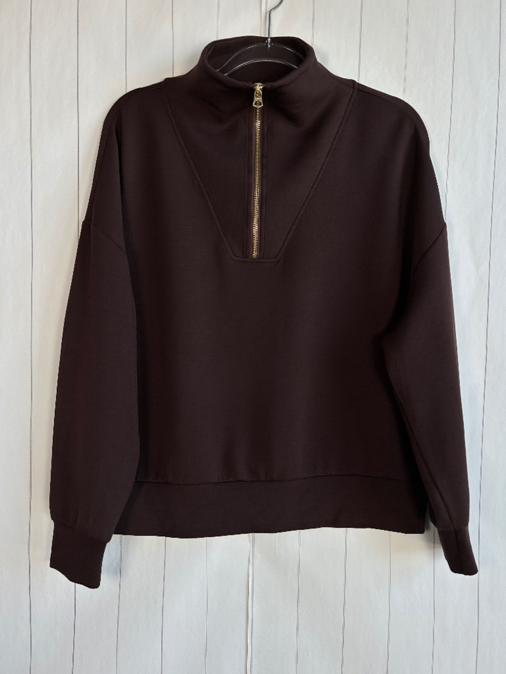 Varley size M Hawley half zip sweater double soft brown oversized athelisure